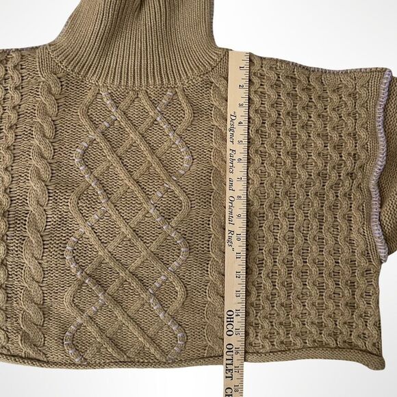 New Callahan Knitwear Cropped Cameron  Tan & Purple Turtleneck Sweater- Medium - Picture 13 of 16